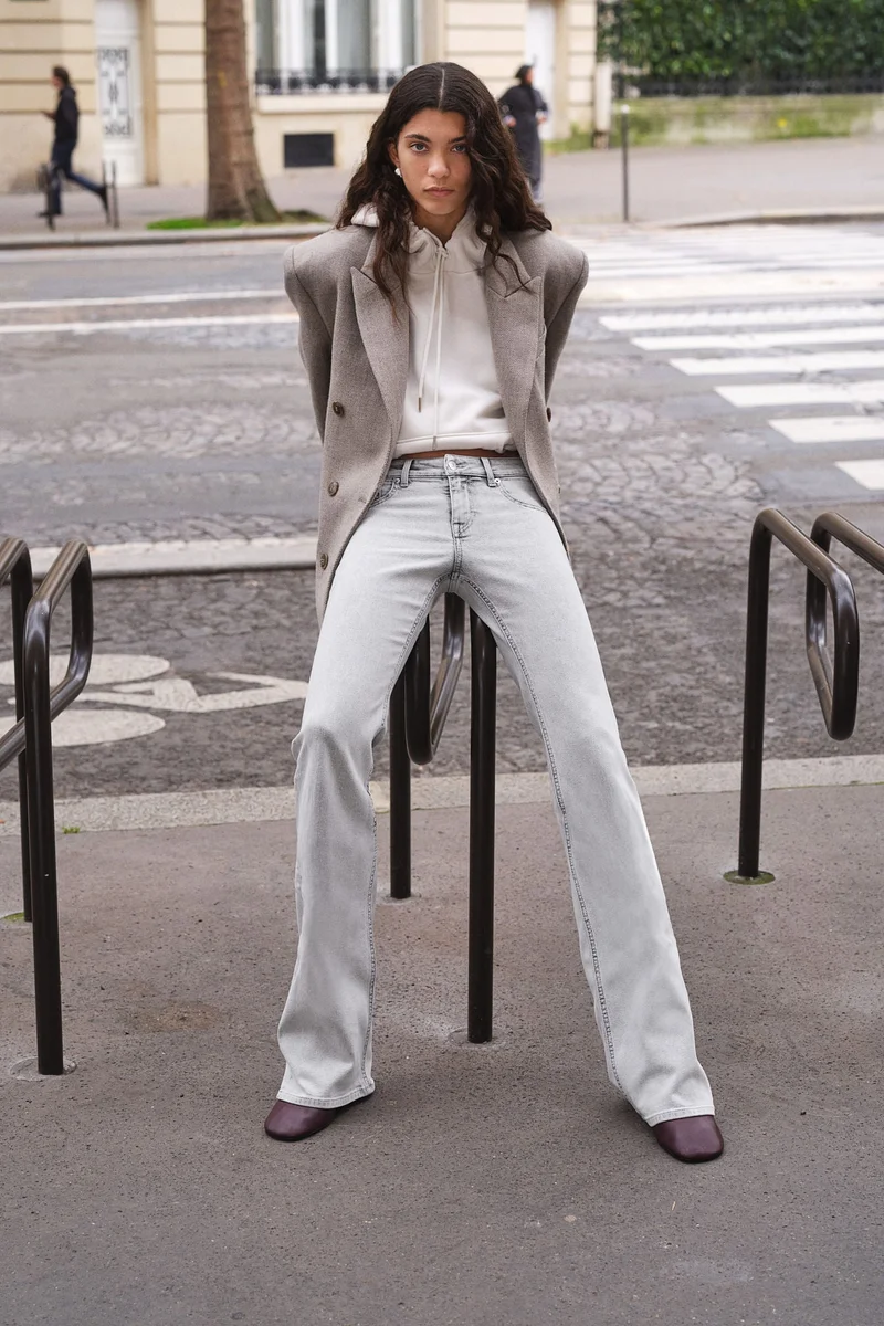Low Rise Flared Jeans Silver