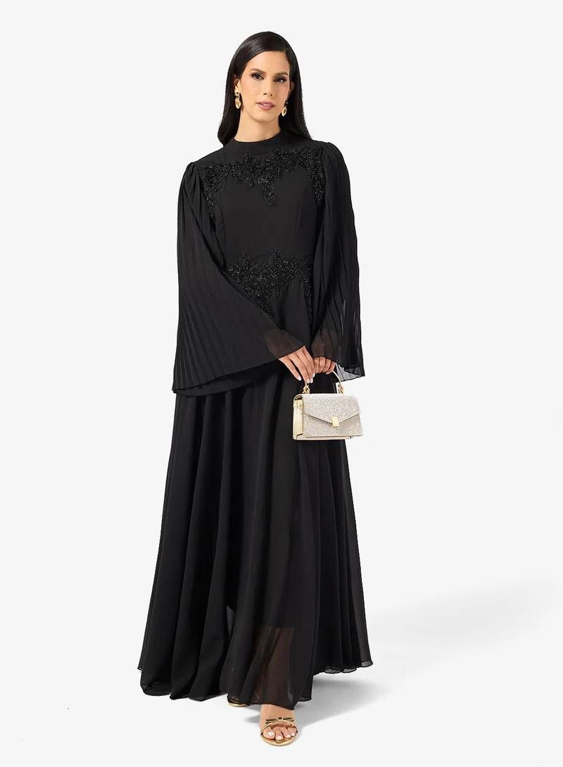 Embellished A-Line Dress Black