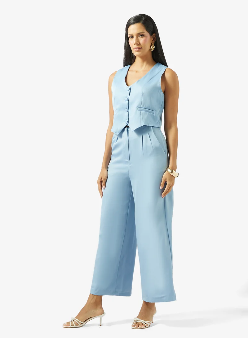 Sleeveless Vest & Pant Set Blue