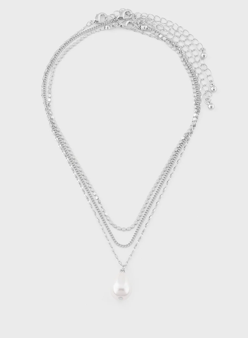 3 Pack Pearl Pendant Necklace