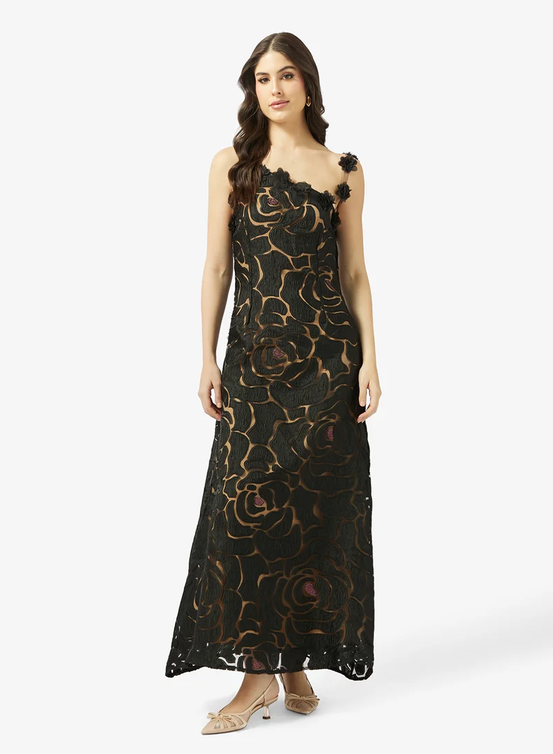 Lace A-line Dress Black