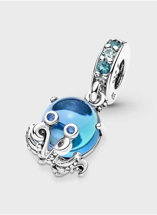 Faceted Blue Murano Glass Charm with Sterling Silver Base – image 4