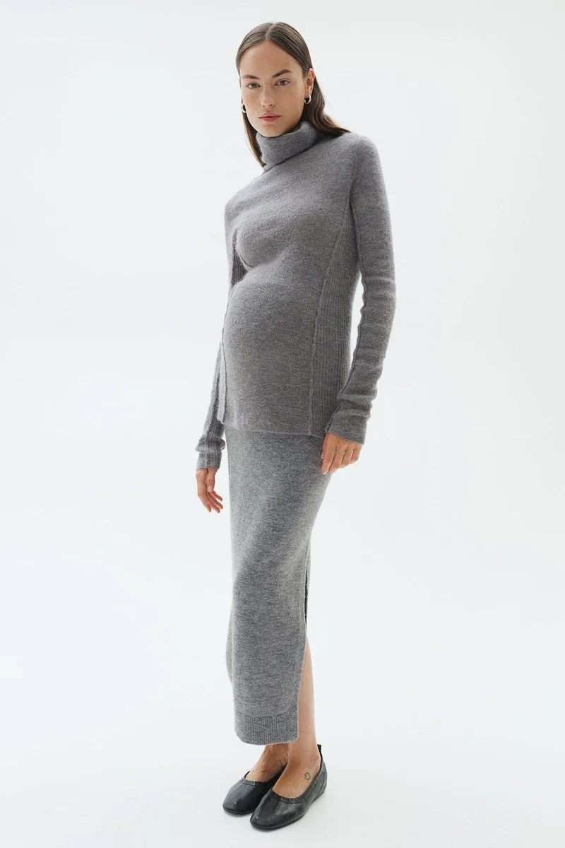 Mama Knitted Skirt Gray