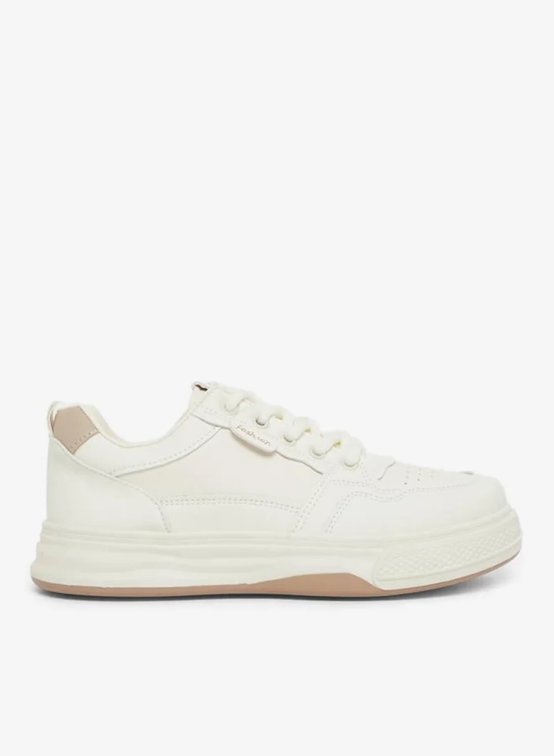 Flatform Lace Up Sneakers White