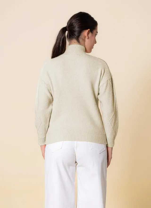 Cable Knit High Neck Sweater – image 2