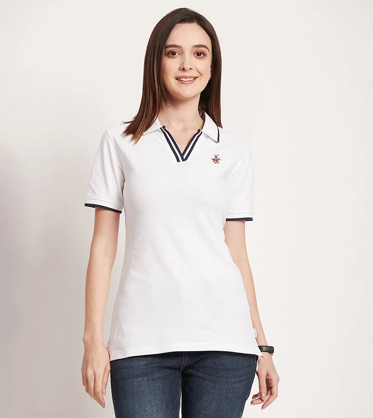 Logo Detail Short Sleeve Polo White