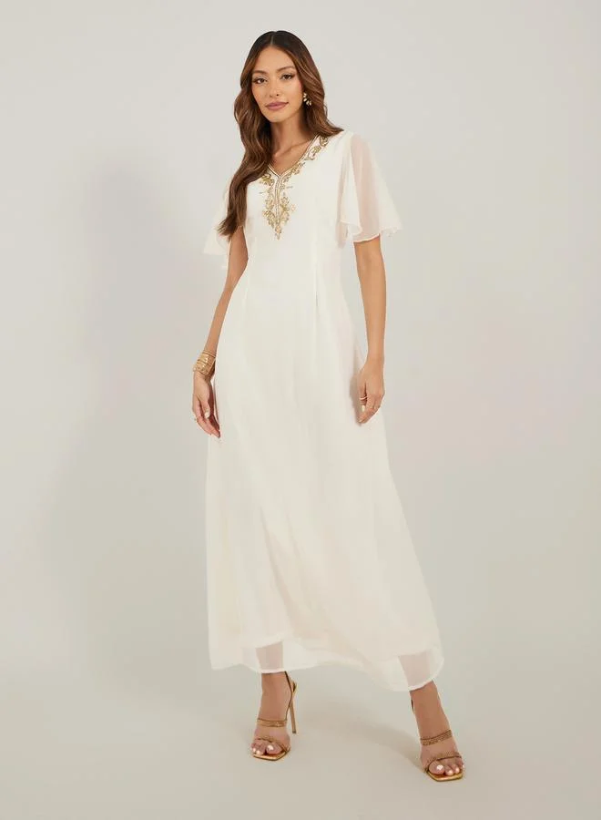 Embellished Gown Ivory