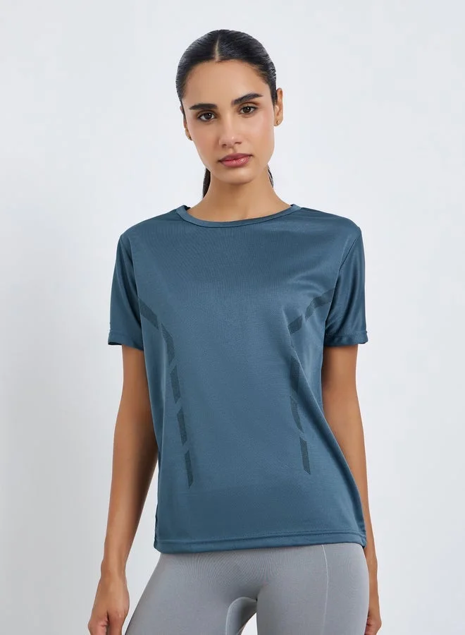 Women's Textured Reflective Striped Top Blue