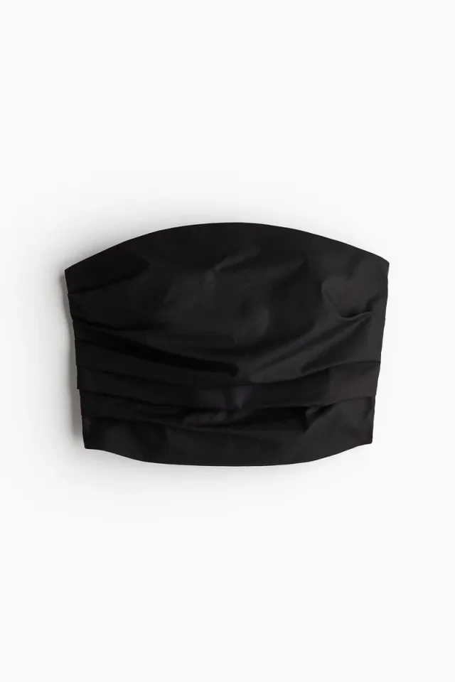 Pleated Bandeau Top Black