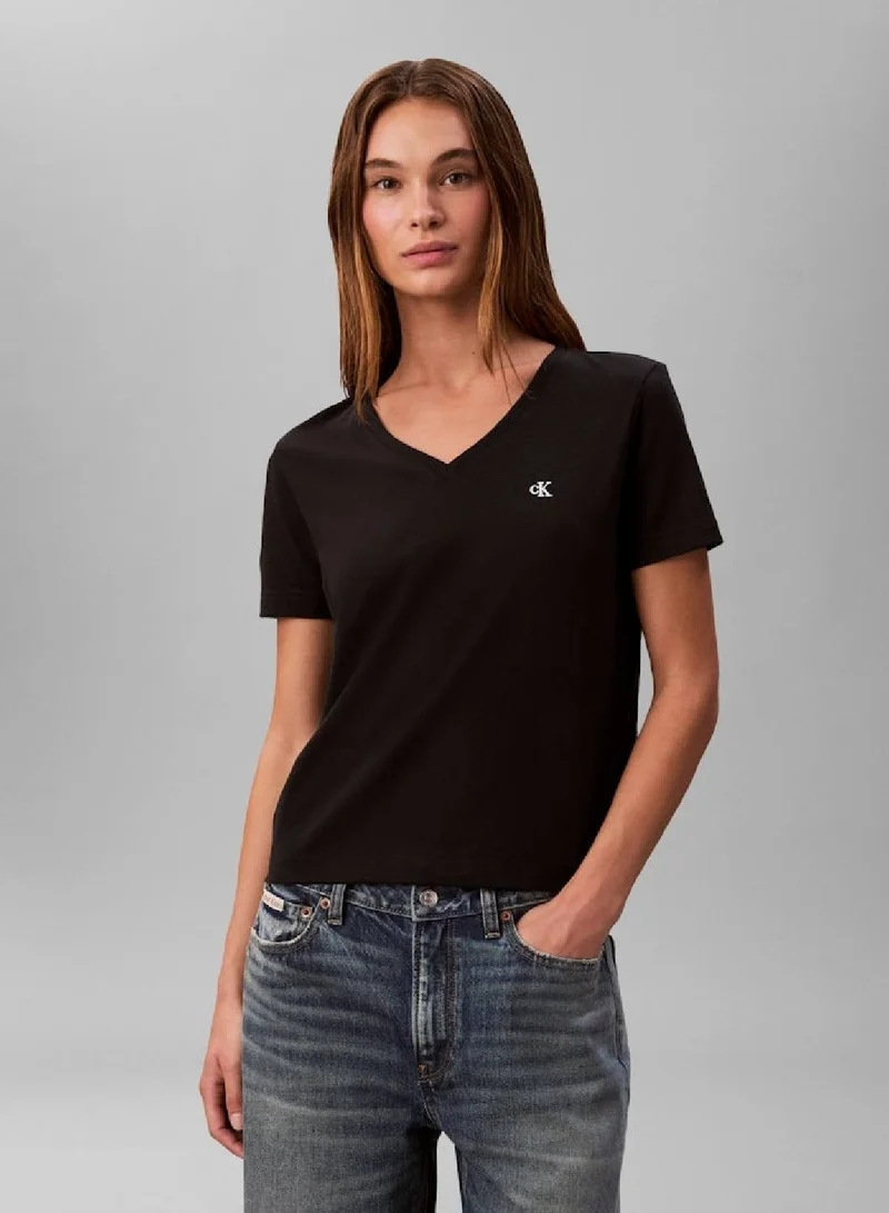 Relaxed Monogram V-Neck T-Shirt Black
