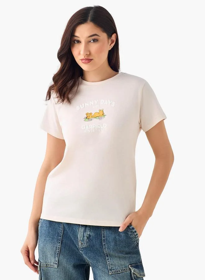 Cotton T-shirt with Garfield Print