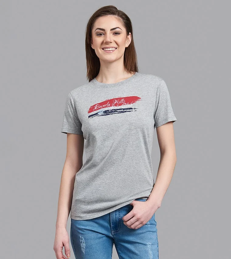 Printed Crew Neck T-Shirt Light Gray