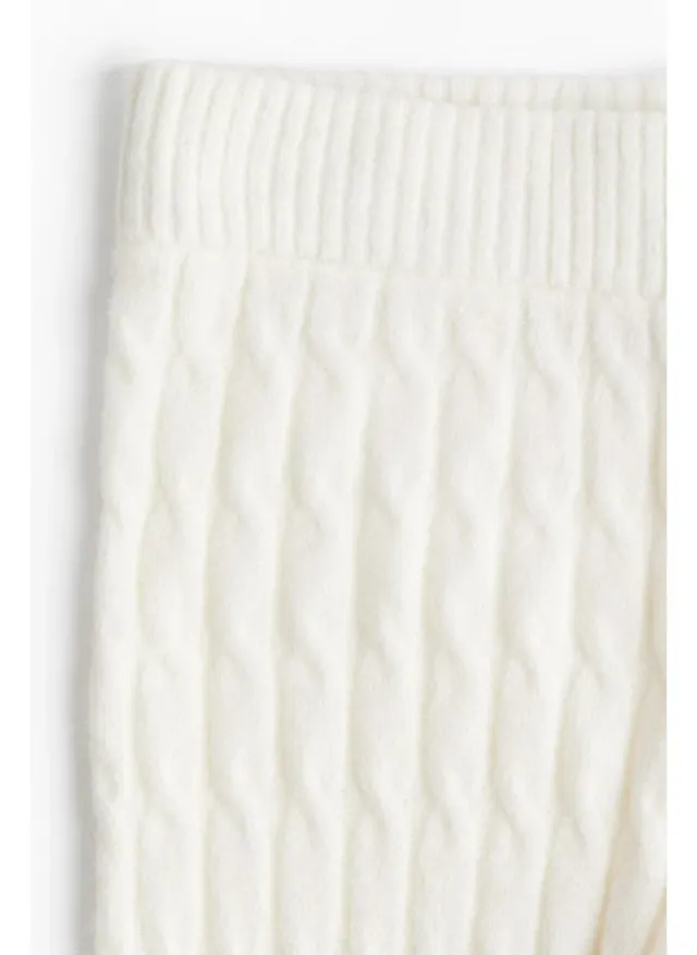 Ivory White Cable Knit Straight Fit Trousers for Women – image 4