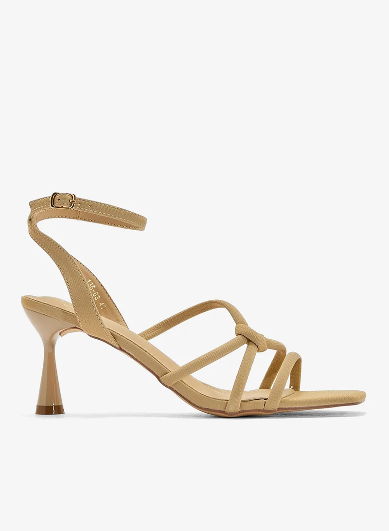 Multi Strap Heeled Sandals Pale Khaki