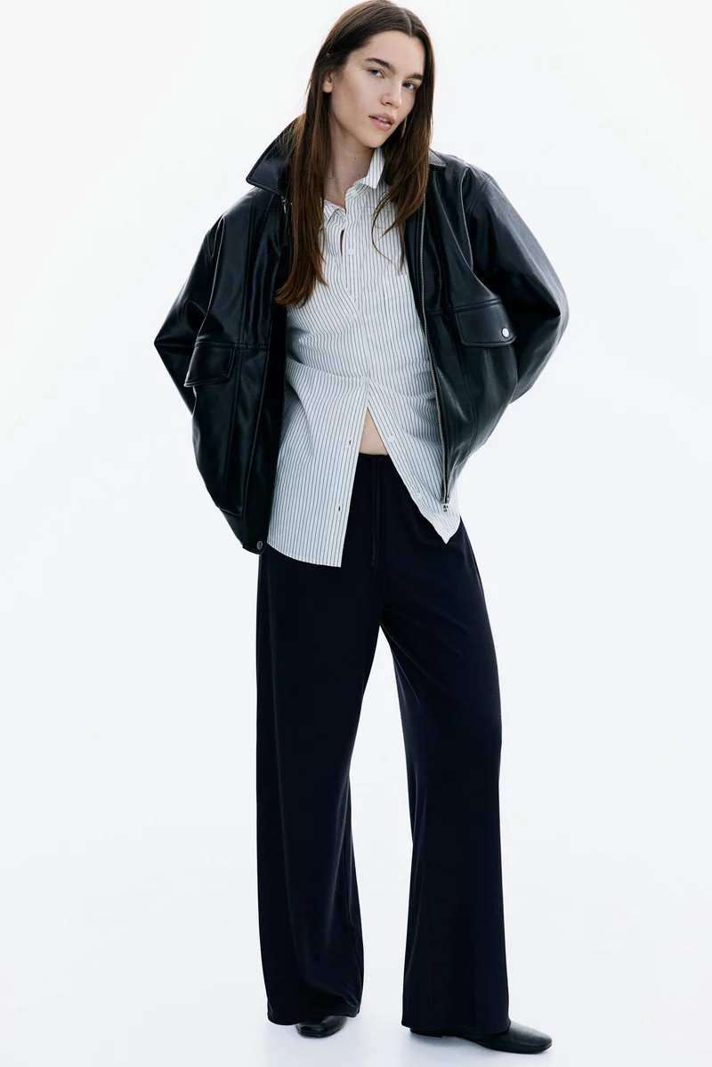Wide-Leg Drawstring Trousers