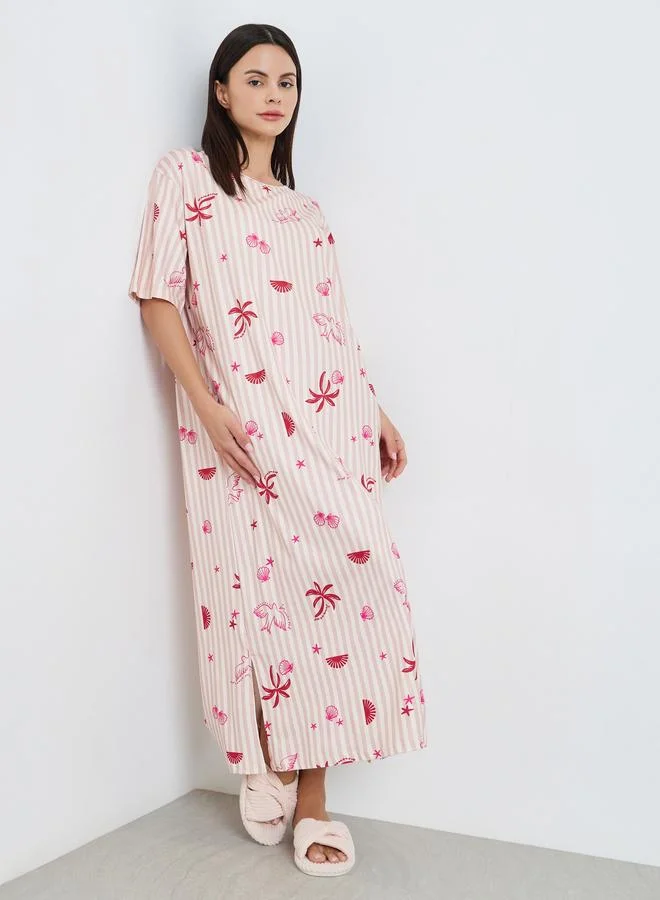 All Over Print Sleep T-Shirt Dress Pink