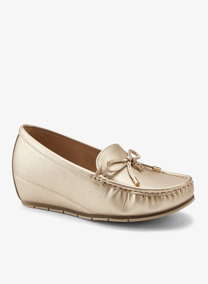 Bow Detail Wedge Loafers Mustard Yellow