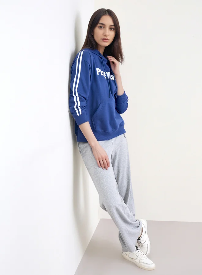 Styli Wide Leg Drawstring Joggers Grey