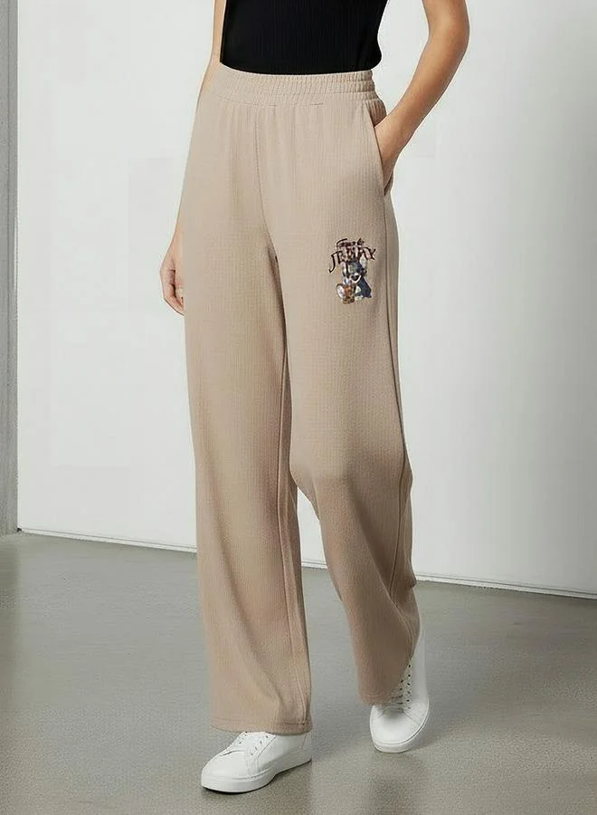 Comfort Waist Wide Leg Track Pants with Pockets