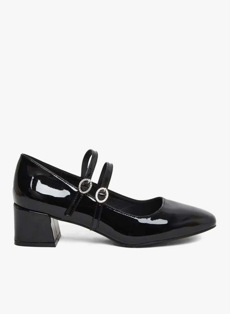 Block Heel Mary Jane Shoes Black