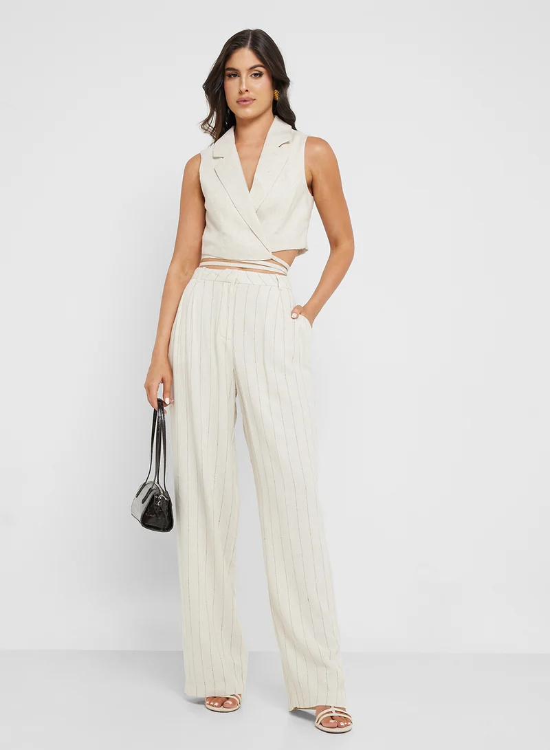 Vmmindy Mid-Waist Linen Dad Pants Beige