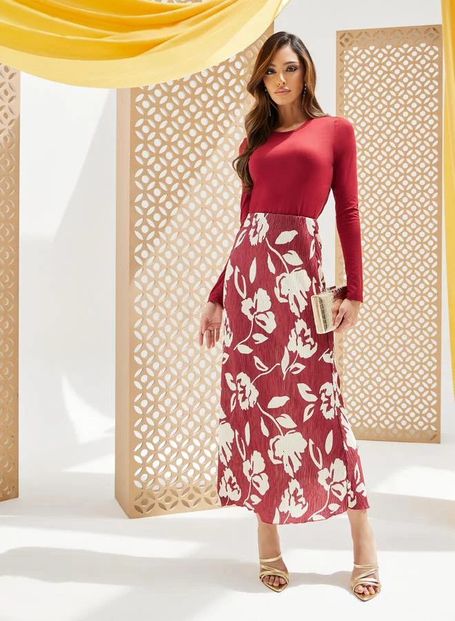 Floral Long Sleeve Top & Skirt Set