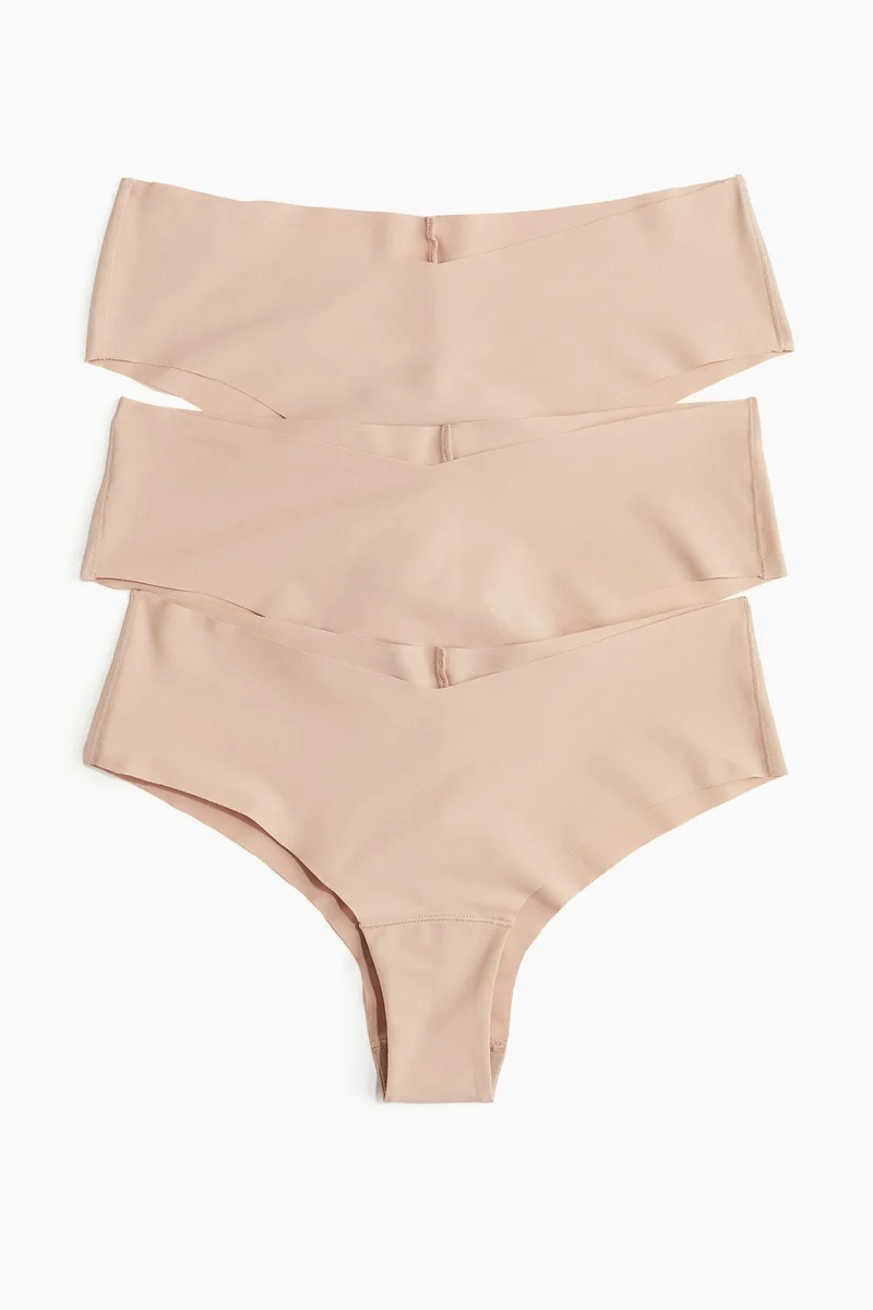 3-Pack High Leg Briefs Pale Khaki