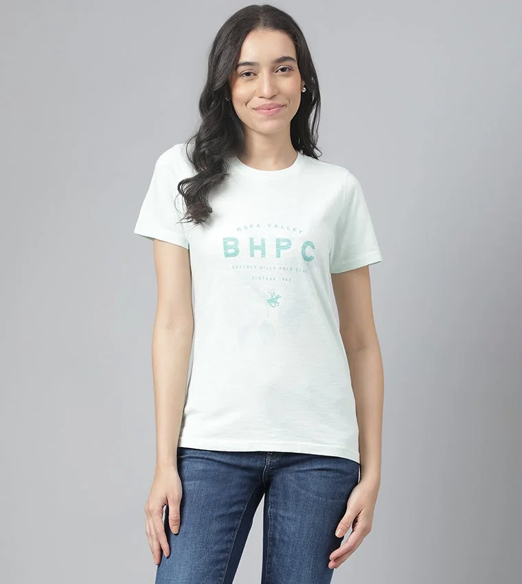 Logo Print Crew Neck T-Shirt Light Steel Blue