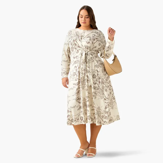 Ulla Popken Floral Knot A-Line Midi Dress – image 4