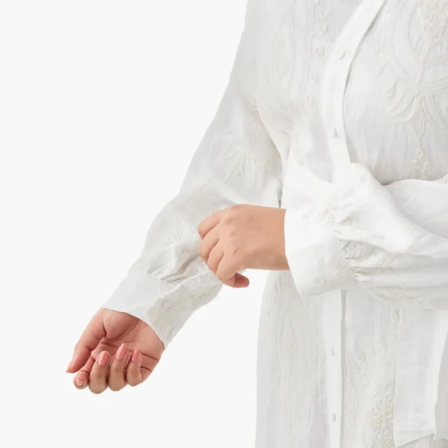 Ulla Popken Floral Embroidered Midi Shirt Dress – image 7