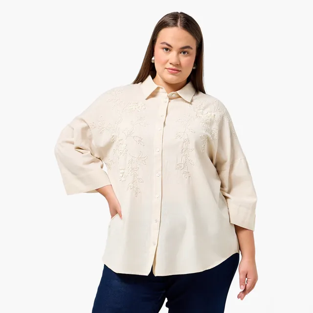 Ulla Popken Embellished Relaxed Shirt