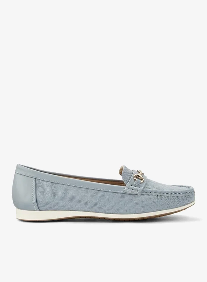 Flora Bella Floral Textured Loafers Blue