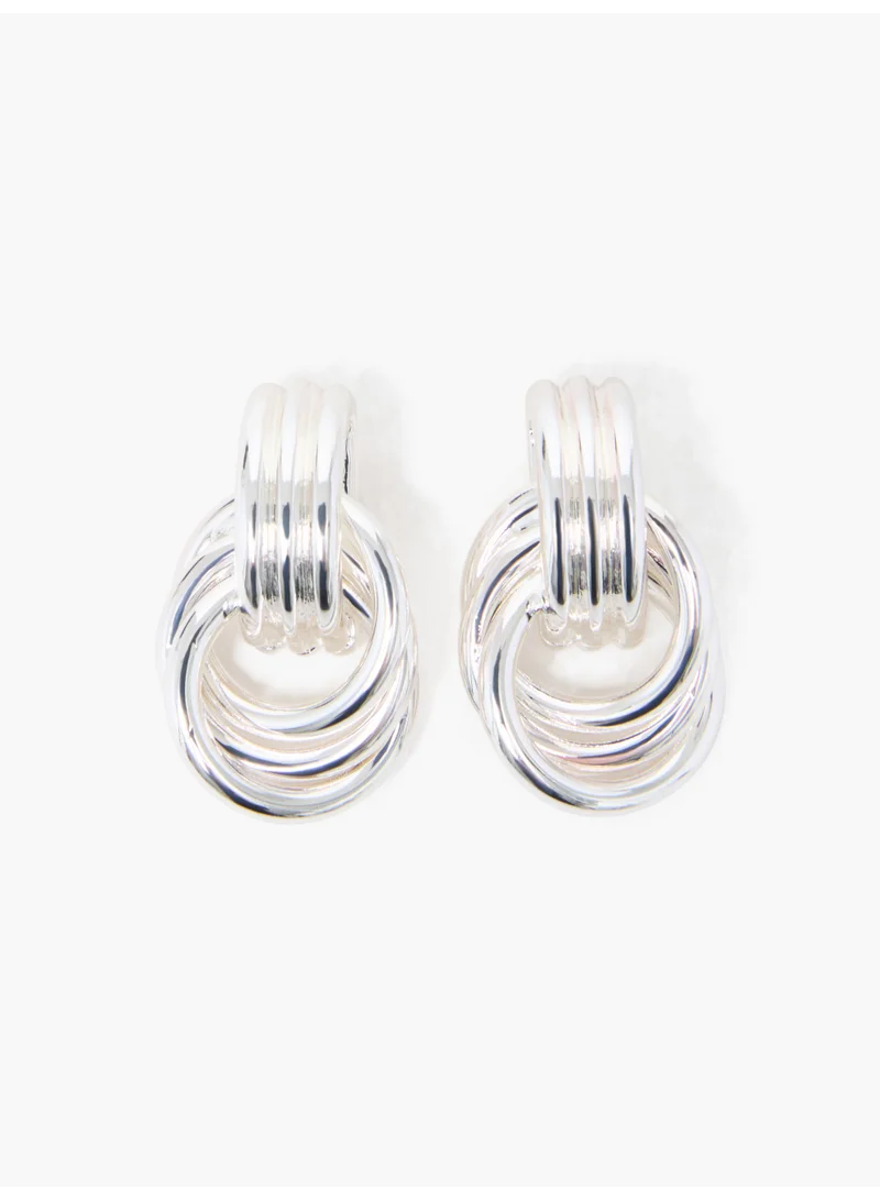 Triple Row Knot Earrings Silver