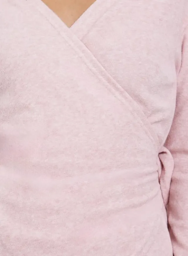 Styli Long Sleeve Wrap Knit Top Pink – image 4
