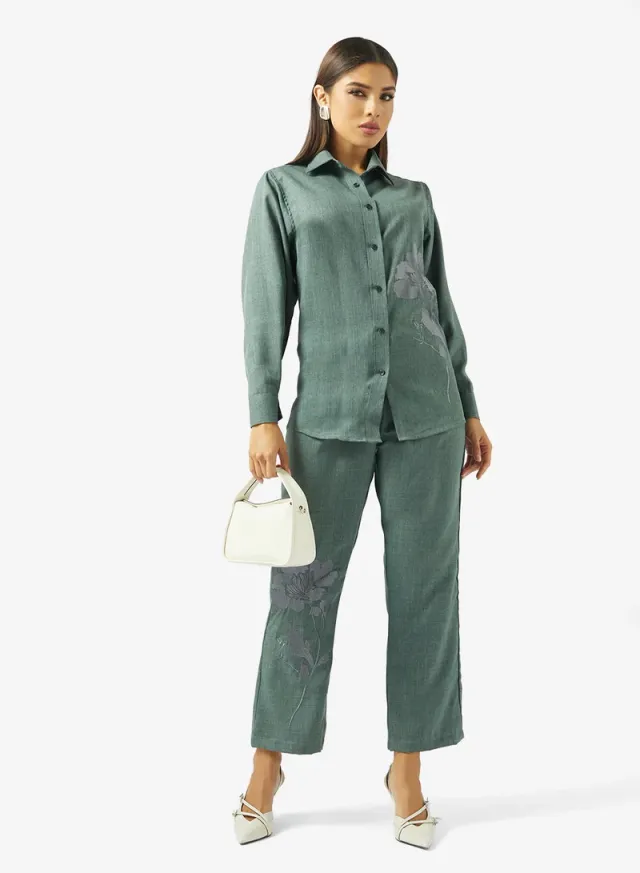 Embroidered Shirt & Pant Co-ord Set – image 5
