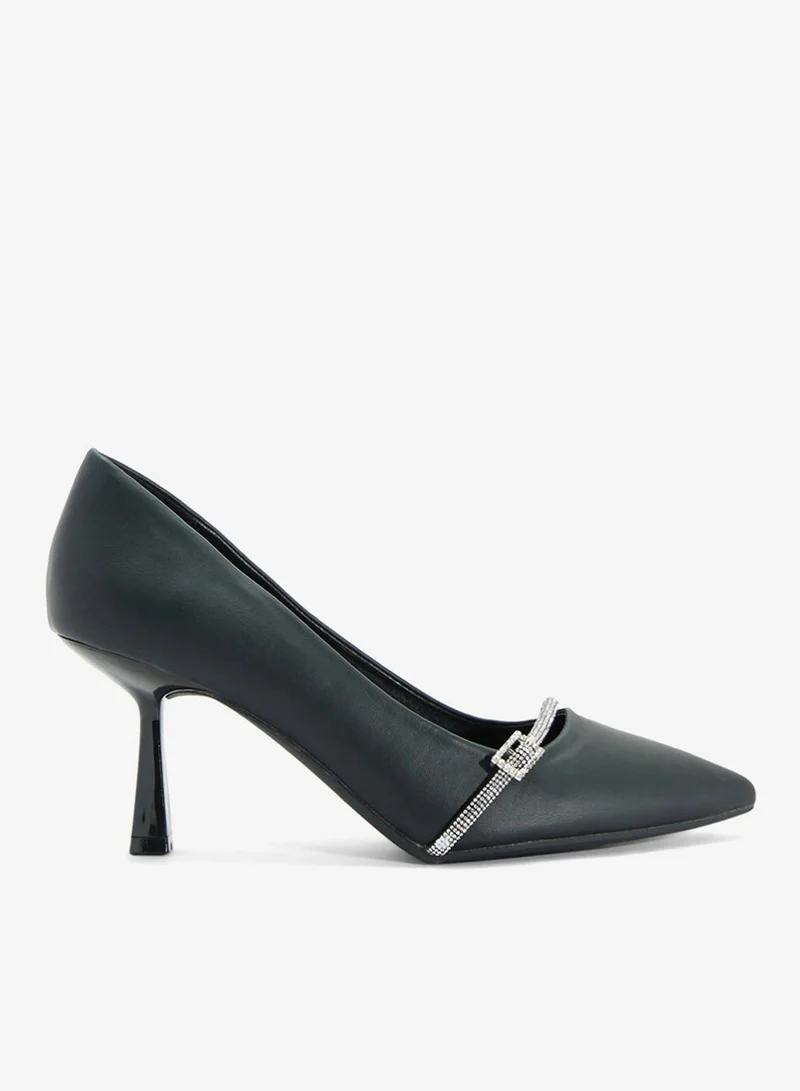 Diamante Heeled Pump Black