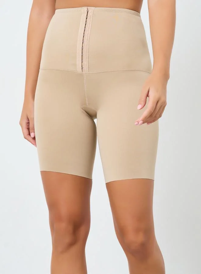 High Rise Waist Cinching Thigh Shaper Light Beige