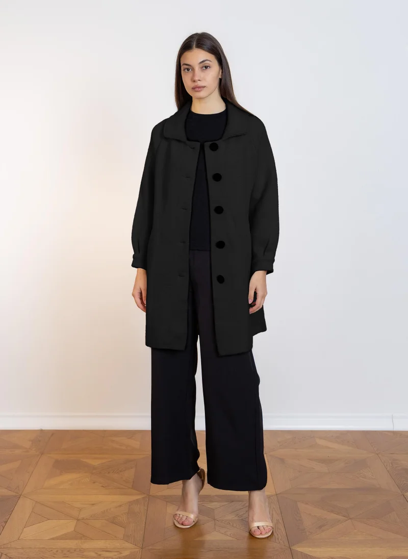 Detailed Knit Cardigan Black