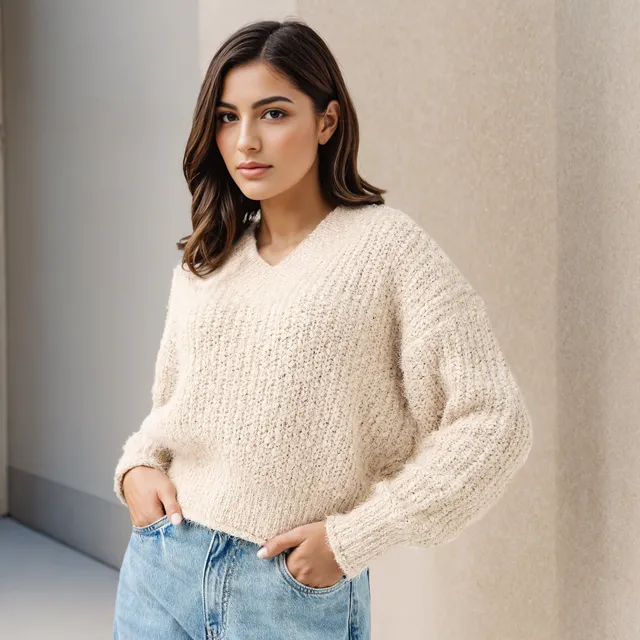 Textured V-Neck Sweater