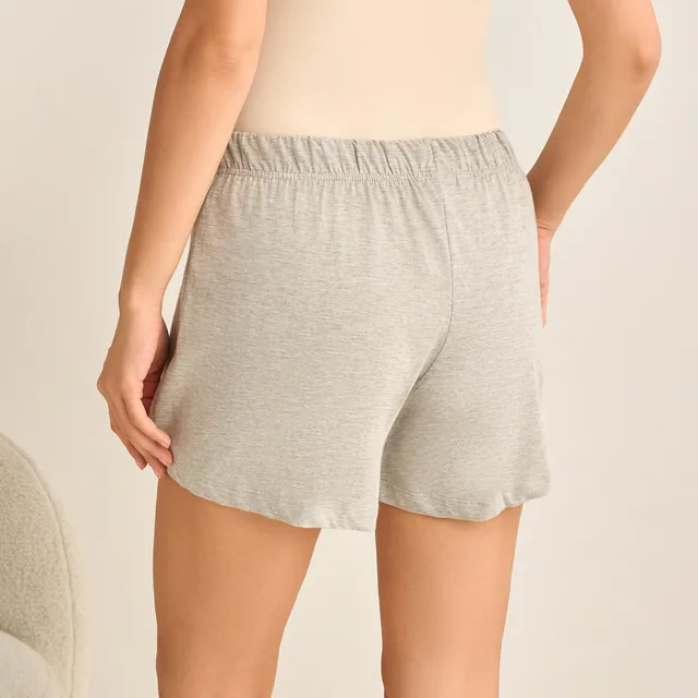 2-Pack Cotton Blend Drawstring Waist Loungewear Shorts - Plain & Floral – image 5