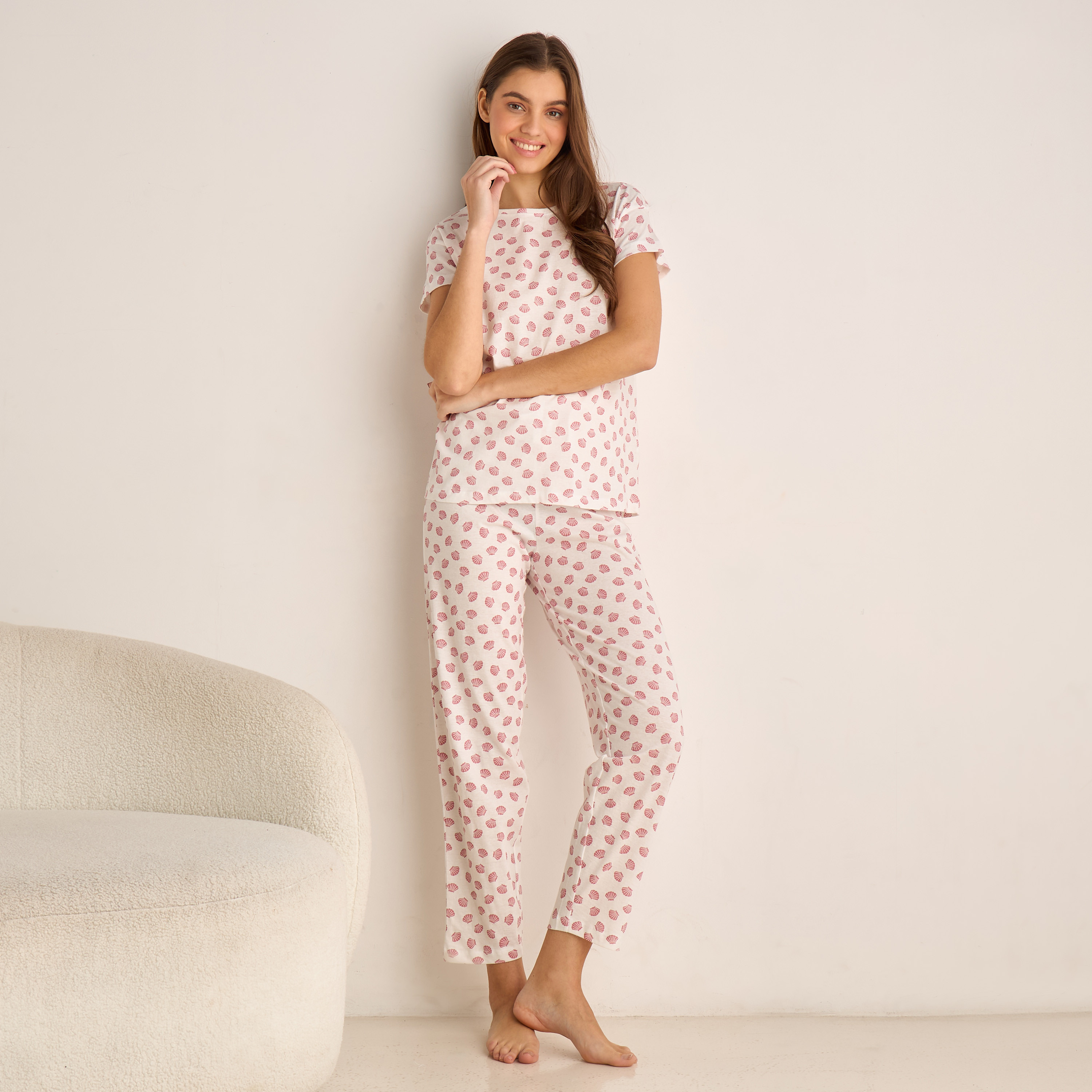 Pyjama Top & Trousers Set Cream