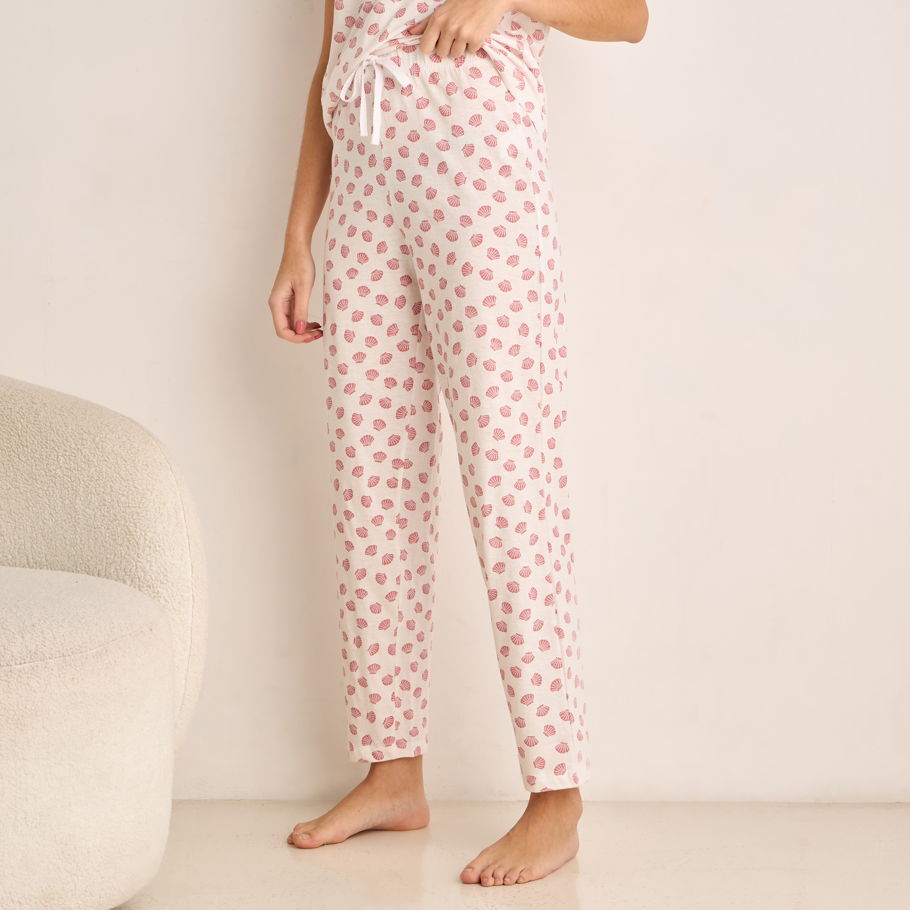 Pyjama Top & Trousers Set Cream