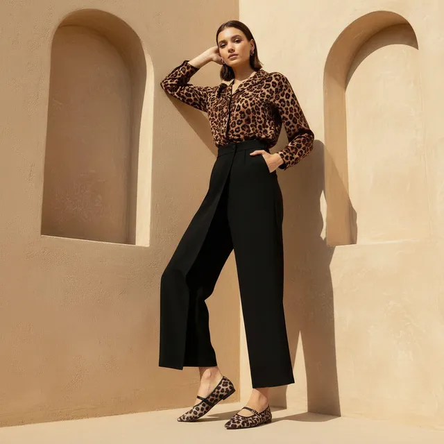 Animal Print High-Low Hem Shirt – image 2