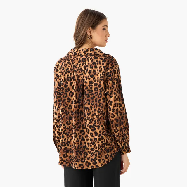Animal Print High-Low Hem Shirt – image 4