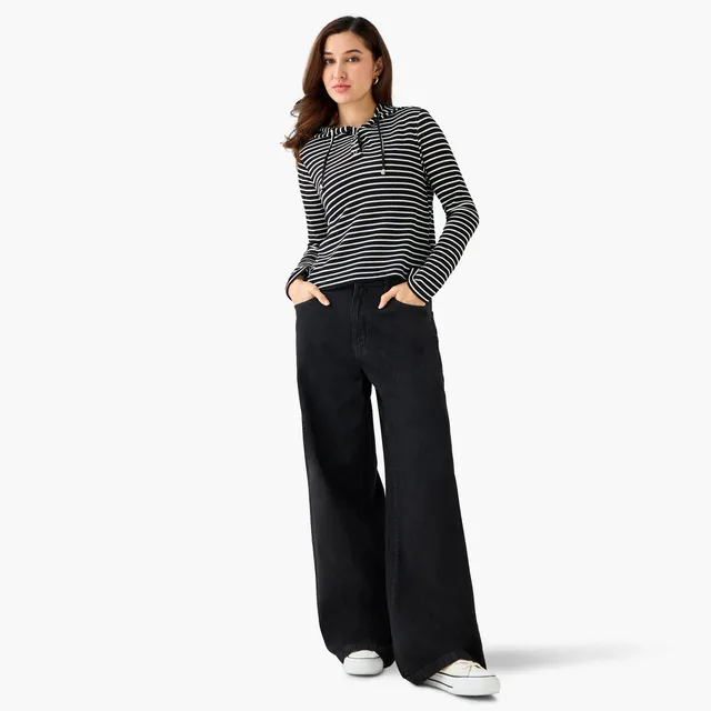 Women's Striped Regular Fit Hoodie – image 2