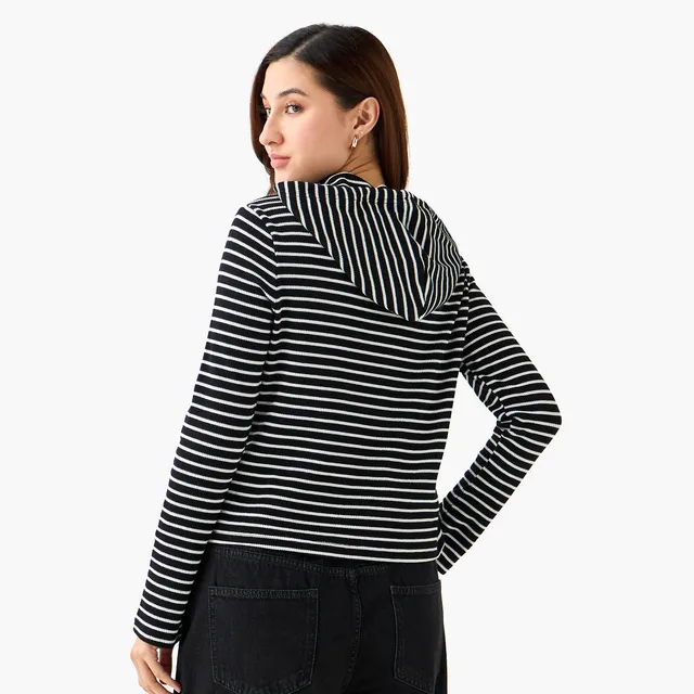 Women's Striped Regular Fit Hoodie – image 4