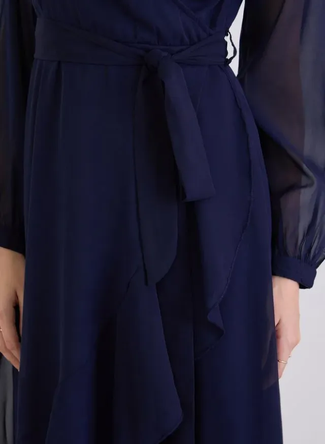 Long Sleeve Wrap Maxi Dress – image 5