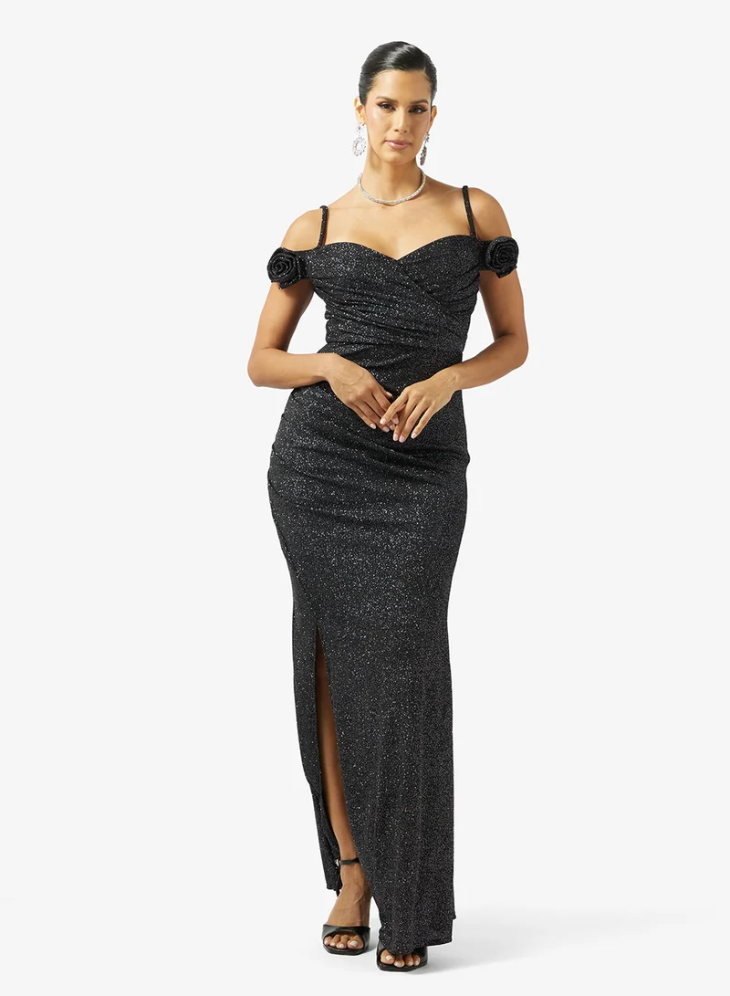Shimmer Off-Shoulder Evening Dress