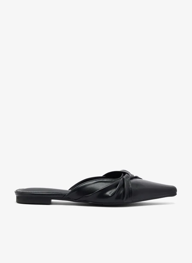 Wrap Tie Open Back Flats Black