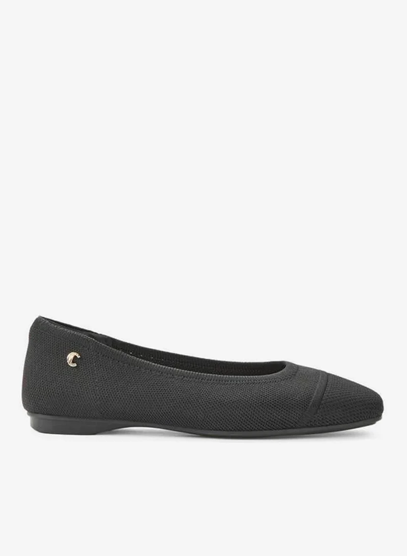 Textured Ballerina Shoes Black